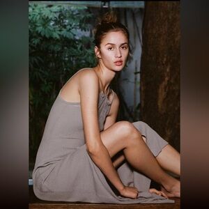 NWT ZARA COMBINATION KNIT SLIP DRESS DUSTY MAUVE